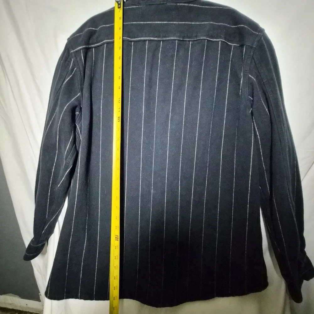 Banana Republic Mens XL Heavy Weight Shirt Jacket Standard Fit Navy Blue/Striped